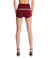 Burgundy Jacquard Wool Shorts | PDP | Antonia