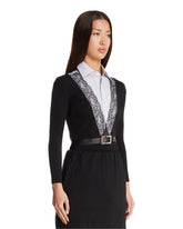 Black and Blue Striped Shirt-Cardigan with Belt | PDP | Antonia