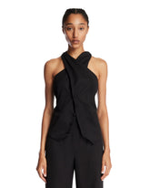 Black Wool and Satin Gilet - Women's vests | PLP | Antonia