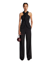 Black Wool and Satin Gilet - Women's vests | PLP | Antonia