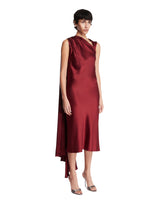 Burgundy Silk Satin Cocktail Dress | PDP | Antonia