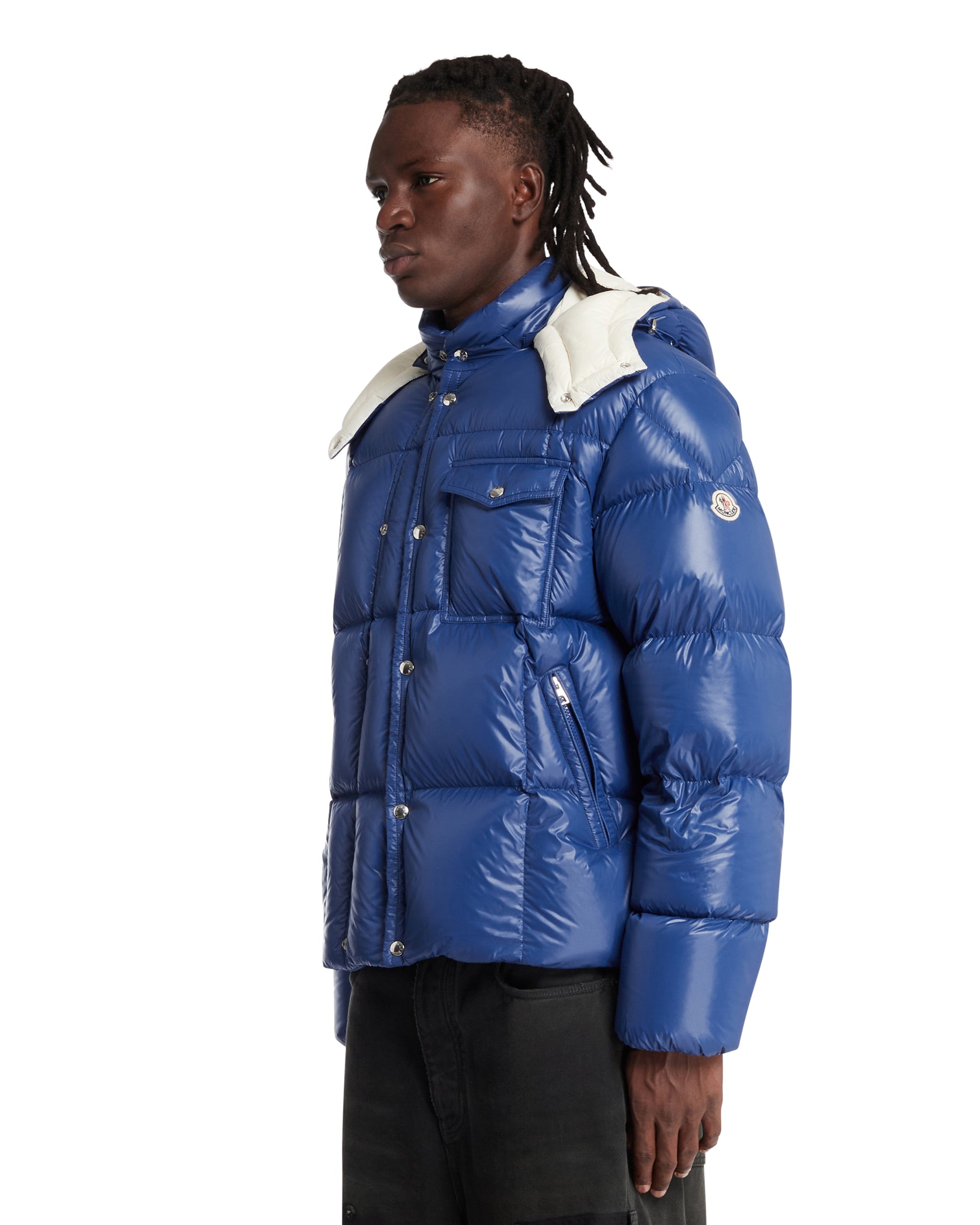 MONCLER 星柄ネイビージャケット Blue Serfanto Short Hooded Down Jacket | MONCLER - Antonia