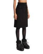 Black Knee-Length Technical Twill Skirt | PDP | Antonia