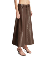 Brown Faux Leather Skirt | PDP | Antonia