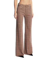 Brown Plaid Flared Jeans | PDP | Antonia