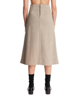 Beige Leather Midi Skirt | PDP | Antonia