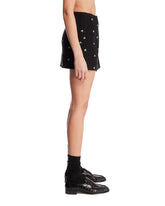 Black Walker Embroidered Mini Wrap-skirt | PDP | Antonia