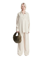 Beige Striped Silk Wide-leg Pants - ROHE WOMEN | PLP | Antonia