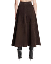 Brown Suede Midi Skirt | PDP | Antonia