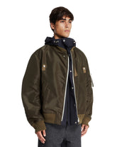 Green Nylon Bomber Jacket | PDP | Antonia