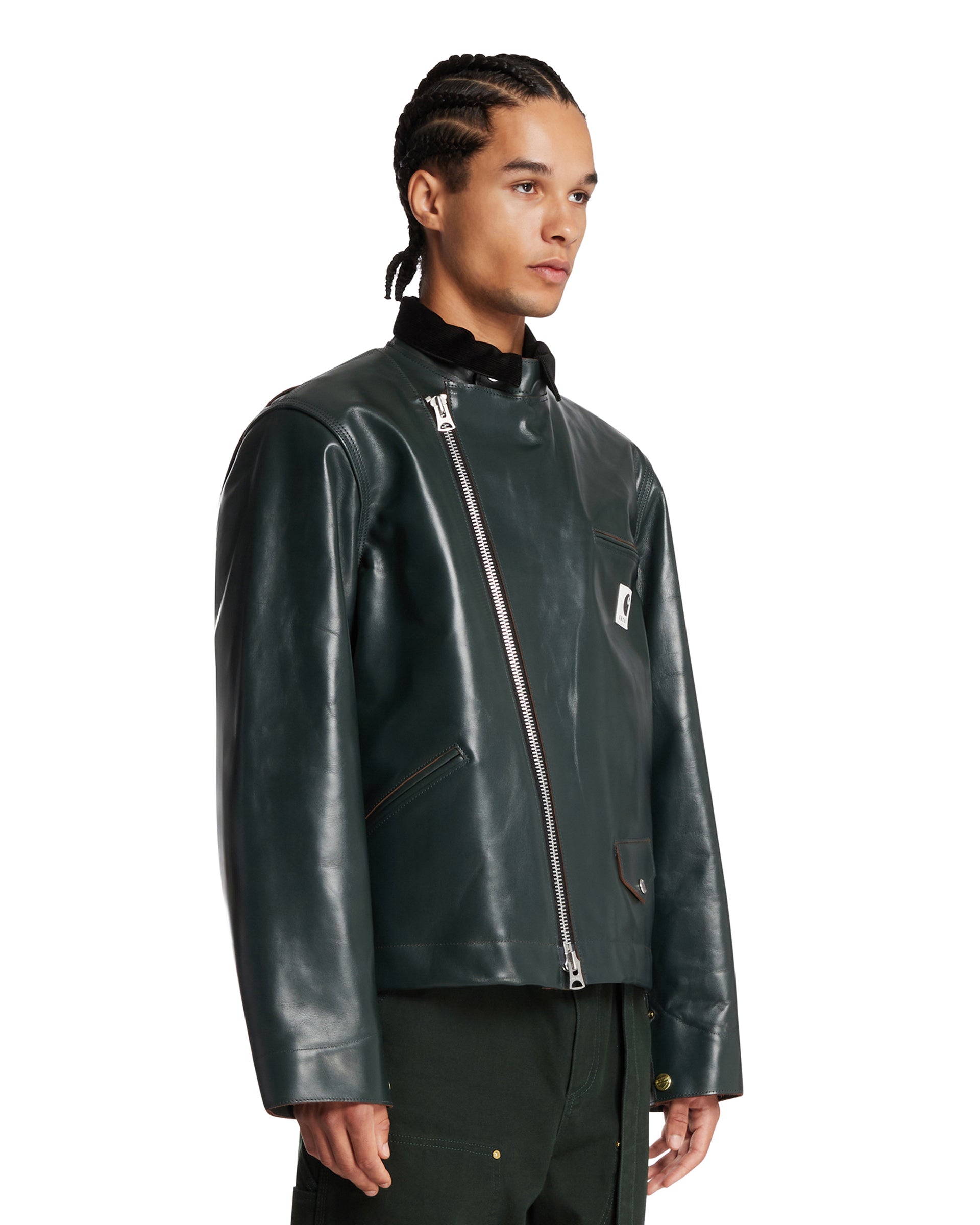 Sacai x Carhartt Green Leather Jacket | SACAI - Antonia