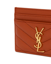 Orange Cassandre Leather Card Holder | PDP | Antonia