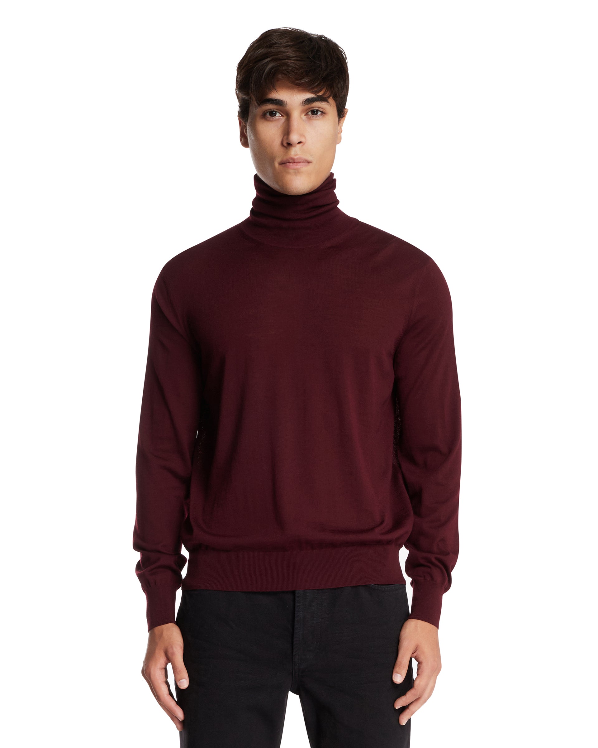 Maglione A Collo Alto In Lana Burgundy SAINT LAURENT Antonia