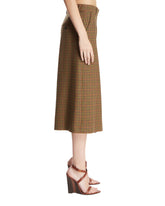 Beige Checkered Wool Midi Pants Skirt | PDP | Antonia
