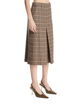 Beige Checkered Wool Midi Pants Skirt | PDP | Antonia