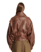 Brown Leather Short Bomber with Zip | PDP | Antonia