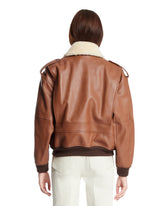 Brown Leather Bomber Jacket | PDP | Antonia