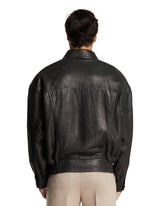 Black Leather Balloon Bomber | PDP | Antonia