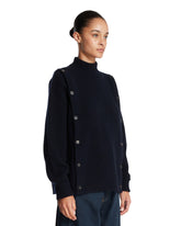 Blue Wool and Cashmere Buttoned Sweater | PDP | Antonia