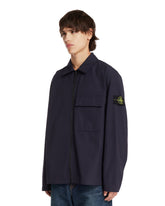 Blue Cotton Zip Overshirt | PDP | Antonia