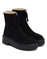 Black Suede Zip Ankle Boots | PDP | Antonia