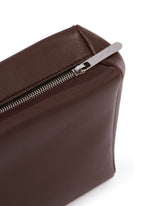 Brown Square Compact Leather Clutch | PDP | Antonia