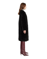 Black Shearling Crew Neck Coat | PDP | Antonia