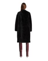 Black Shearling Crew Neck Coat | PDP | Antonia