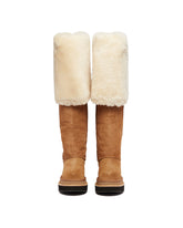 UGG X Sacai Beige Thigh-High Leather Boots | PDP | Antonia