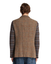 Beige Checked Patchwork Blazer | PDP | Antonia