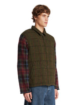 Green Patchwork-Sleeve Coat | PDP | Antonia