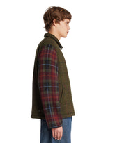 Green Patchwork-Sleeve Coat | PDP | Antonia