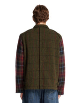 Green Patchwork-Sleeve Coat | PDP | Antonia