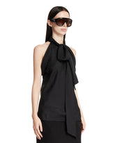 Black Jacquard Silk Lavalliere Top | PDP | Antonia