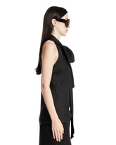 Black Jacquard Silk Lavalliere Top | PDP | Antonia