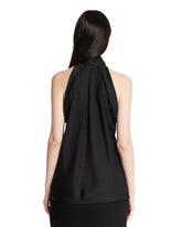 Black Jacquard Silk Lavalliere Top | PDP | Antonia