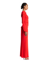 Red Draped Long Dress | PDP | Antonia