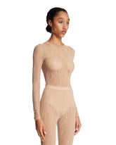 Beige Lace Long-Sleeve Bodysuit | PDP | Antonia