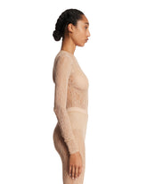 Beige Lace Long-Sleeve Bodysuit | PDP | Antonia