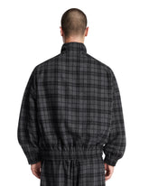 Gray Wool Checkered Bomber Jacket | PDP | Antonia