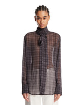 Gray Silk Bow Shirt - WELCOME PROMO ROW | PLP | Antonia