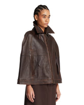 Brown Leather Cape Jacket | PDP | Antonia