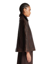 Brown Leather Cape Jacket | PDP | Antonia
