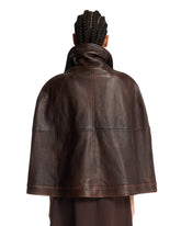 Brown Leather Cape Jacket | PDP | Antonia