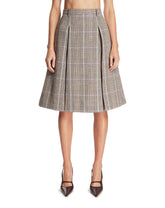 Beige Checked Pleated Wool Midi Skirt | PDP | Antonia