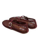 Brown Suede Fishnet Ballet Flats | PDP | Antonia