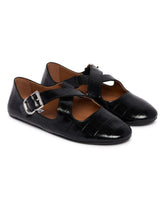 Ballerine Flat Incrociate Stampa Pitone Nere | PDP | Antonia