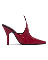Red Crocodile-Print Leather Mules | PDP | Antonia