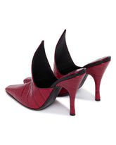 Red Crocodile-Print Leather Mules | PDP | Antonia