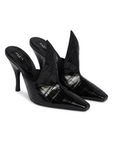Black Crocodile-Print Leather Mules | PDP | Antonia